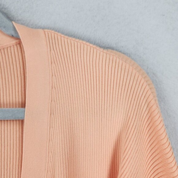 Endless Rose Sweater Womens Medium Coral Orange Long Ribbed Duster Cardigan NEW - Picture 3 of 12